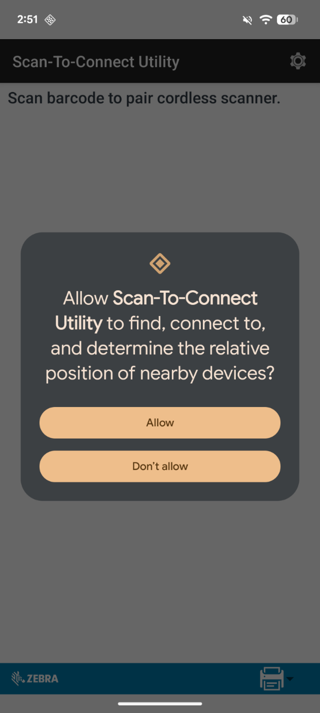 Nearby devices permission prompt