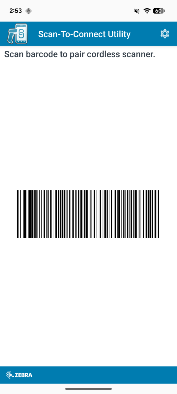 Pairing barcode on the main screen