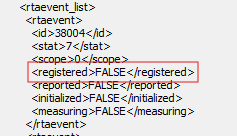 RTA event status showing Registered = False after unregistering