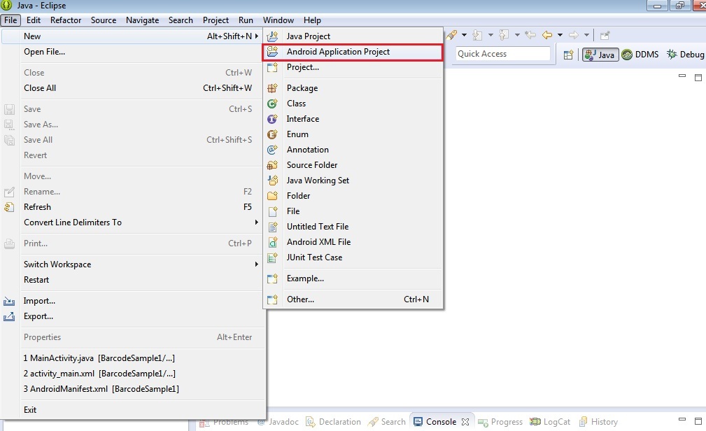 how to create simple android application using eclipse